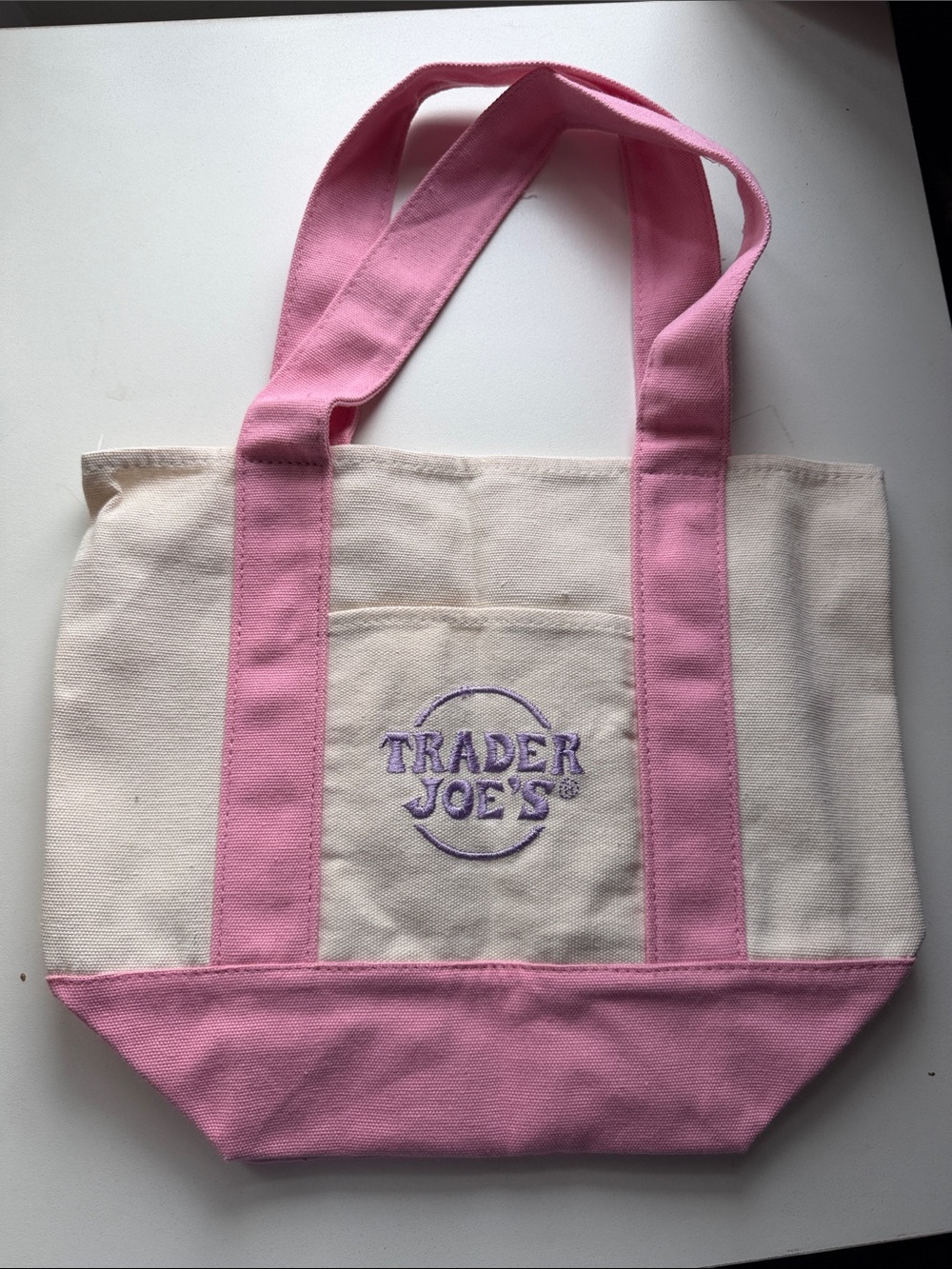 Pink-Trim Canvas Mini Tote Bag